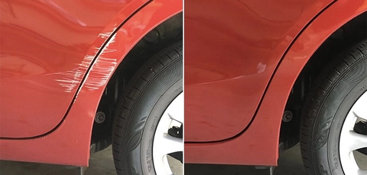 before after car scratch pencil